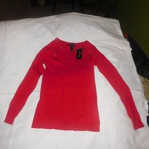 I.N.C. Zipper-Detail Raglan Sleeve Sweater Red